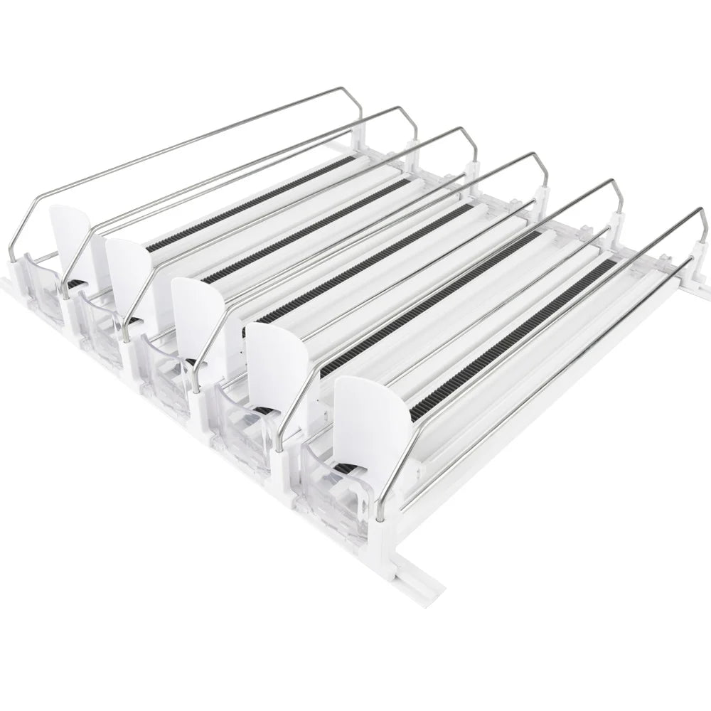 Soda Can Organizer for Refrigerator-Automatic Merchdise Pusher Rack Glide