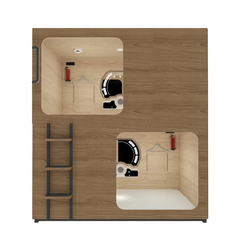Capsule House Pod Upper and Lower Cabin Beds Capsule Sleep Box with Best Mattress Wooden Hotel Capsule Bunk Bed MegaBDM