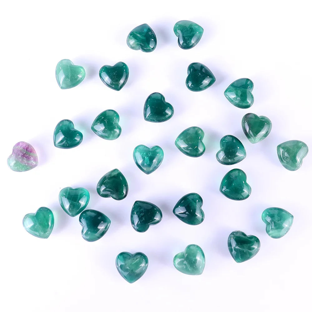 Hot Selling Turkish Blue Chalcedony Heart Crystal 30mm Carved DIY Accessory Popular Gemstone Fluorite Heart