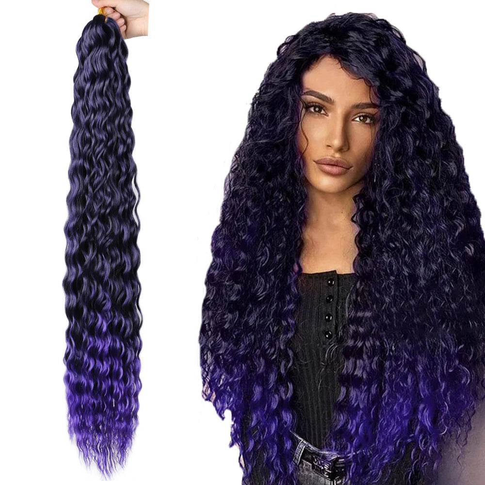 Synthetic Deep Hair Bulk Crochet Braids Deep Wave Synthetic Braiding Hari Extensions 32 Inch Deep Twist Braiding Hair