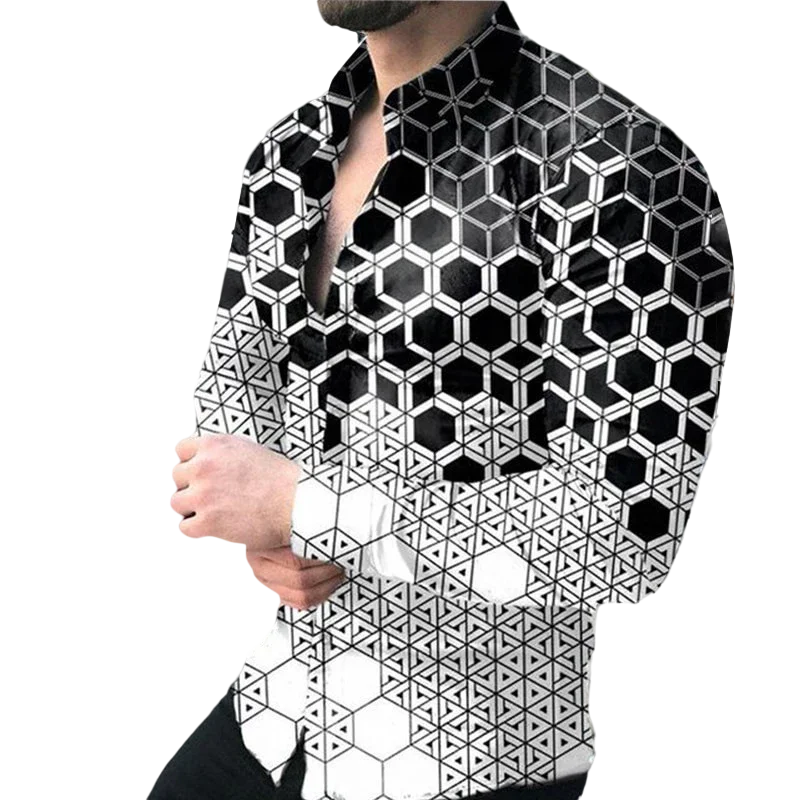 High Quality Polyester Men's Casual Streetwear Shirt Print Pattern Top Competitive Wholesale Price Summer Work Fashion Design