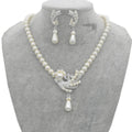 Popular Bridesmaid Bride Evening Dress Wedding Dress Rhinestone Beads Pearl Necklace and Earrings Jewelry Set for Women