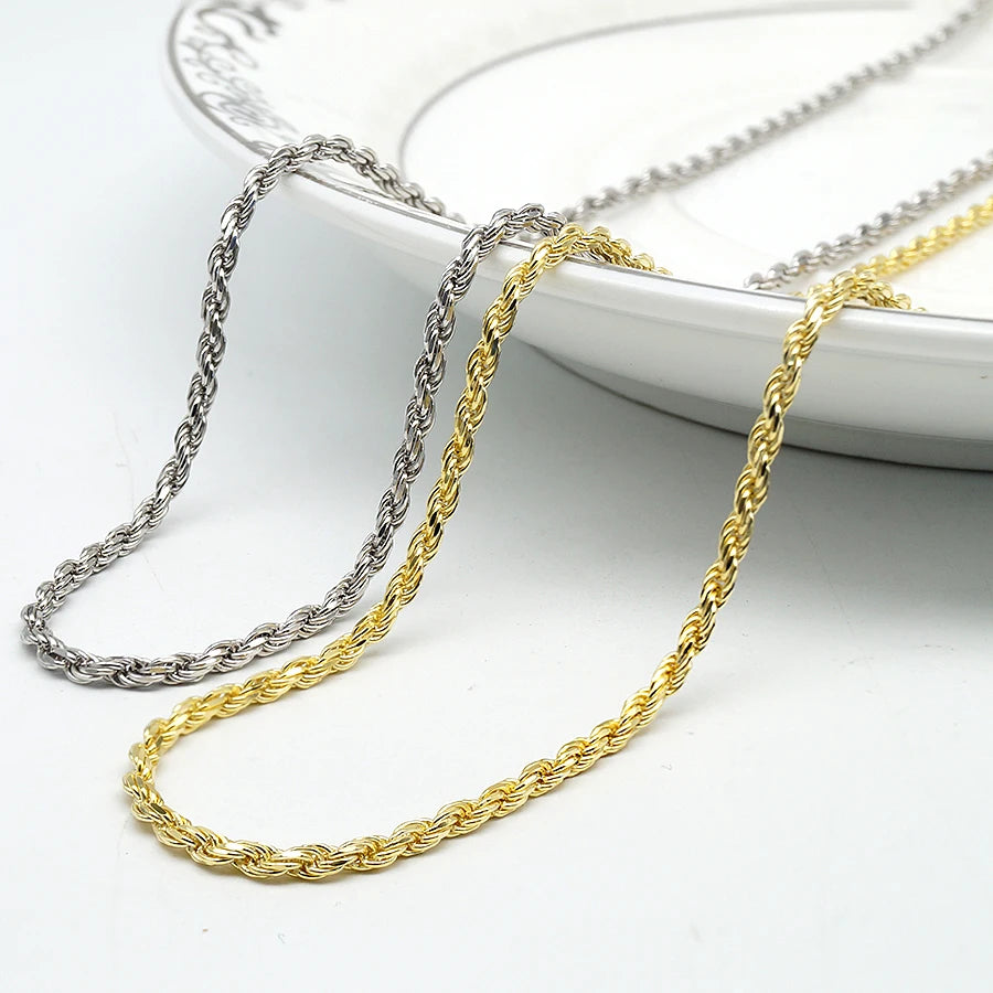 JZNS-004 Wholesale 2.0mm Diamond Cut Rope Chain Machine Made 925 Sterling Silver Chain