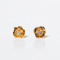 LOZRUNVE 925 Sterling Silver Love Pave Diamond CZ Mini Rose Stud Earring 18k Gold Plated