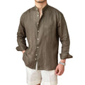Shinesia Factory Custom Wholesale Mens Casual Cotton Linen Long Sleeve Stand Anti-Wrinkle Breathable Shirt for Custom Order