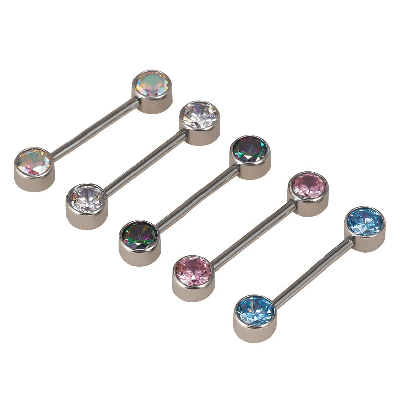 G23/ASTM F136 Titanium Barbell Internally Threaded CZ Stone Nipple Body Piercing Jewelry Lip Nail Eyebrow Stud