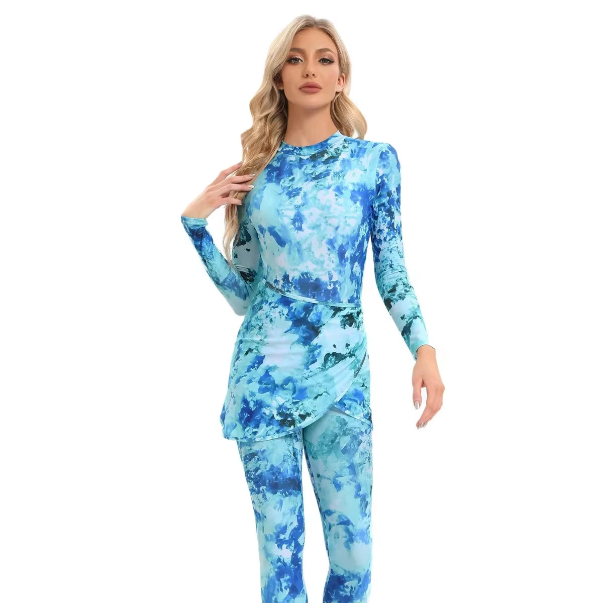 Wholesale 2025 Borkini Muslim Long Sleeve Women's Swimsuit Solid Swimsuit 4-Piece Islamic Women Modest Swimwear