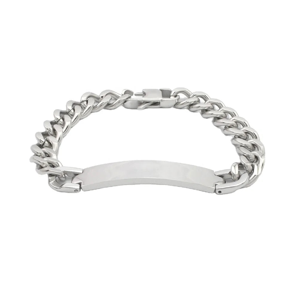 Charm Stainless Steel Men's Bracelet Brand Punk Bracelet 4 Colors Noble Geometric Laser Name and Logo Cuban Personalized Classic