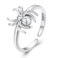 Fashion 925 Sterling Silver Punk Spider Open Rings for Women Lovely Animal Adjustable Ring Couple's Hip Hop Jewelry Gift BSR381