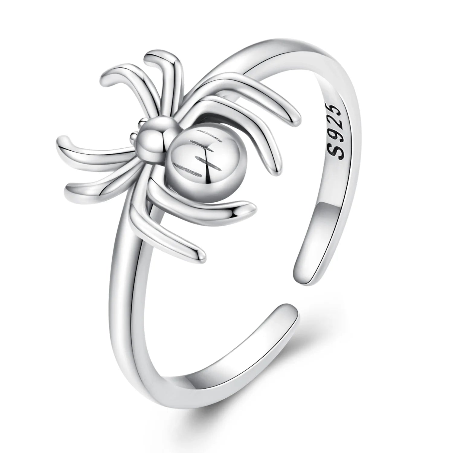 Fashion 925 Sterling Silver Punk Spider Open Rings for Women Lovely Animal Adjustable Ring Couple's Hip Hop Jewelry Gift BSR381