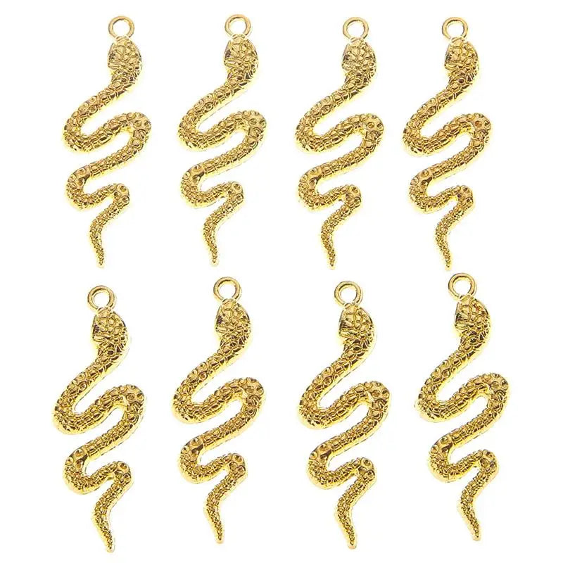 Vintage Exaggerated 3D Snake Shaped Alloy Casting Earrings Necklace Accessories Personalized Diamond Inlaid Snake Charms Pendant
