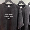 Custom Heavy Cotton Oversized Acid Washed T-shirt Tee T Shirts Print Men's Blank Stone Distressed Vintage Washed Tshirt