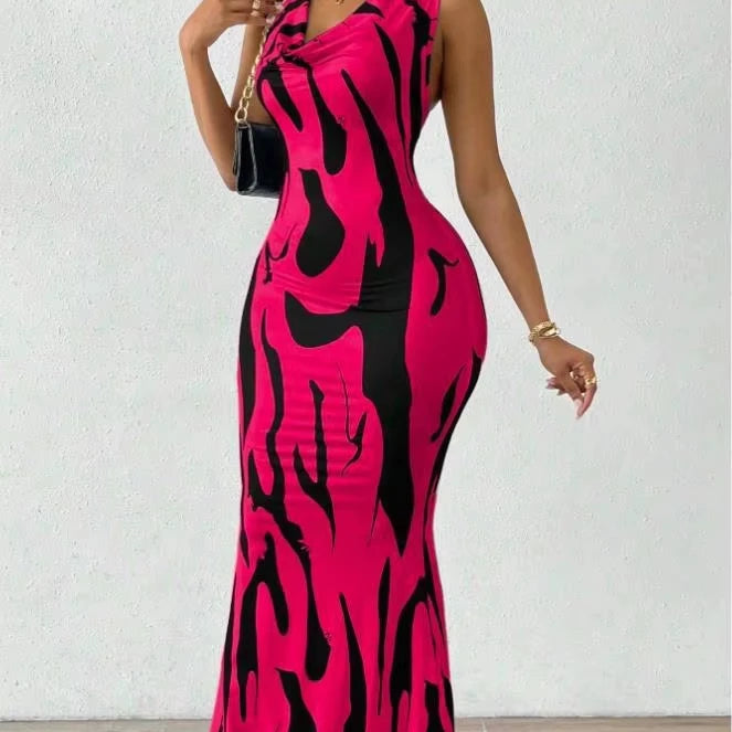 Sexy Women Bodycon Package Hip Long Dress Summer V Collar  Sleeveless Slim Skinny Casual Party Maxi Dress Femme Robe