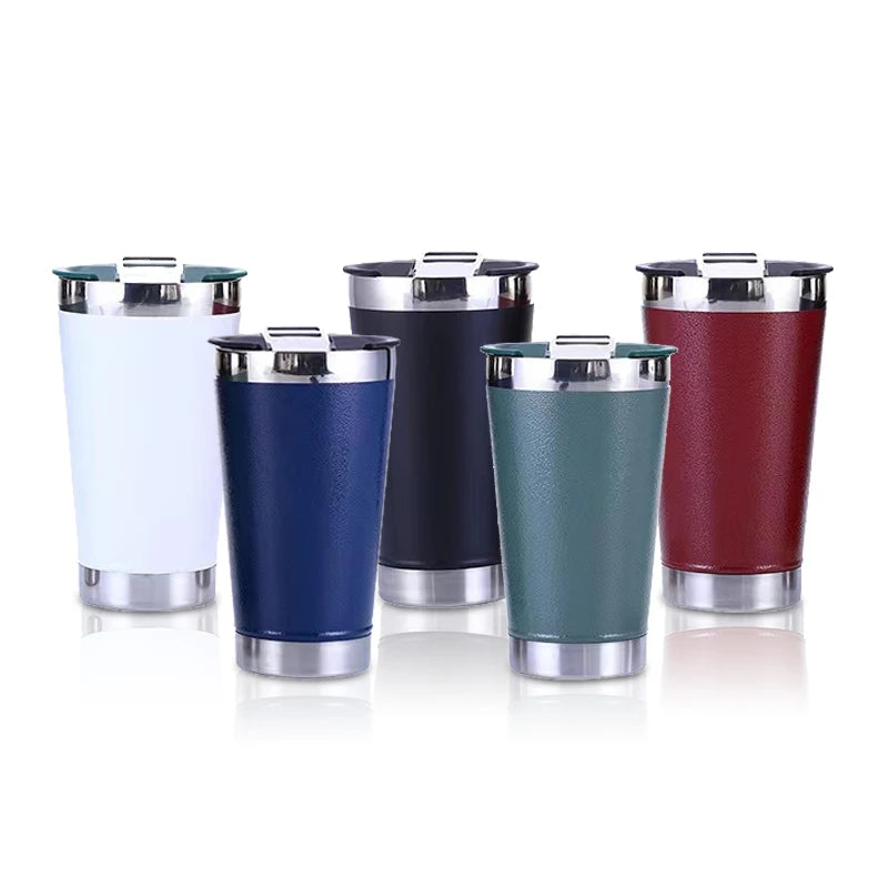 Personalizado 16Oz Double Walled Travel Cafe Cup Termico Festa Stainless Para Cerveja Coffee Vacuo Inox Garrafa E Copo Termico