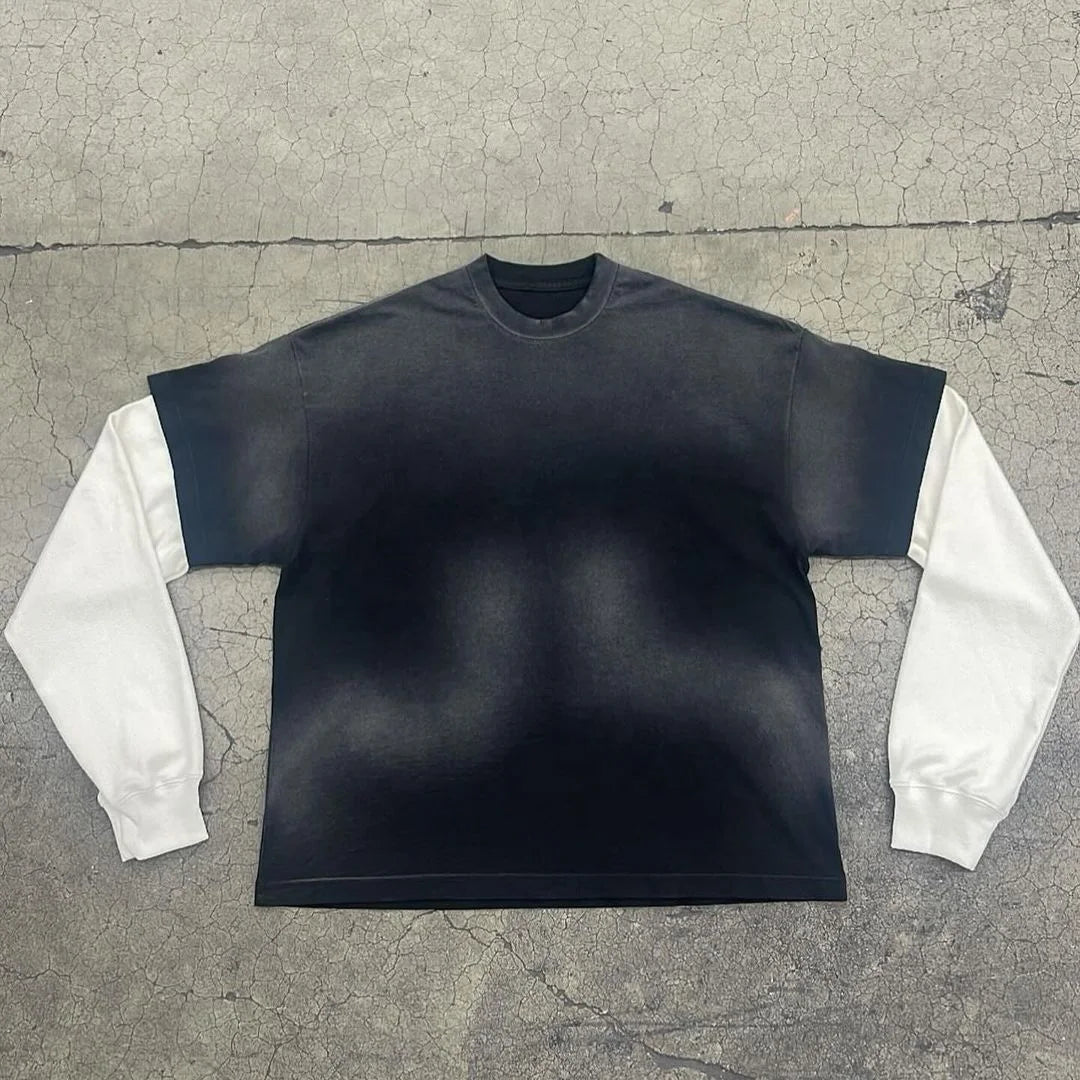 Clothing Manufacturer Streetwear Vintage Sun Faded 100% Cotton Tee Custom Men's Heavyweight Acid Wash Long Sleeves T-shirt