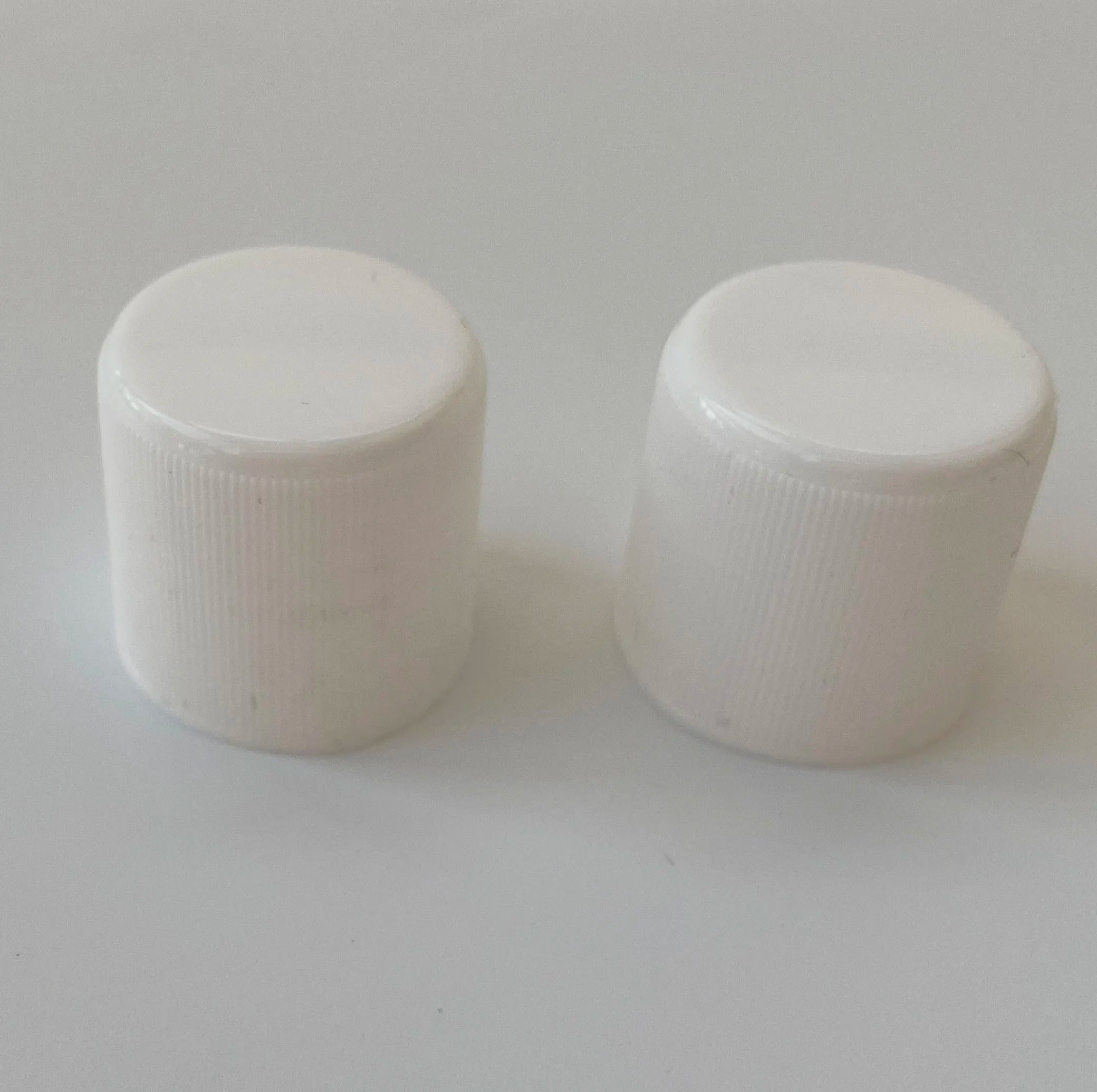 24-415 24mm White Plastic Screw Top Lids Bottle Cap Closure with Ribbed Side and Smooth Top