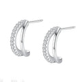 Simple Fine Jewelry 925 Sterling Silver Double Layers C-shaped Stud Earrings for Women