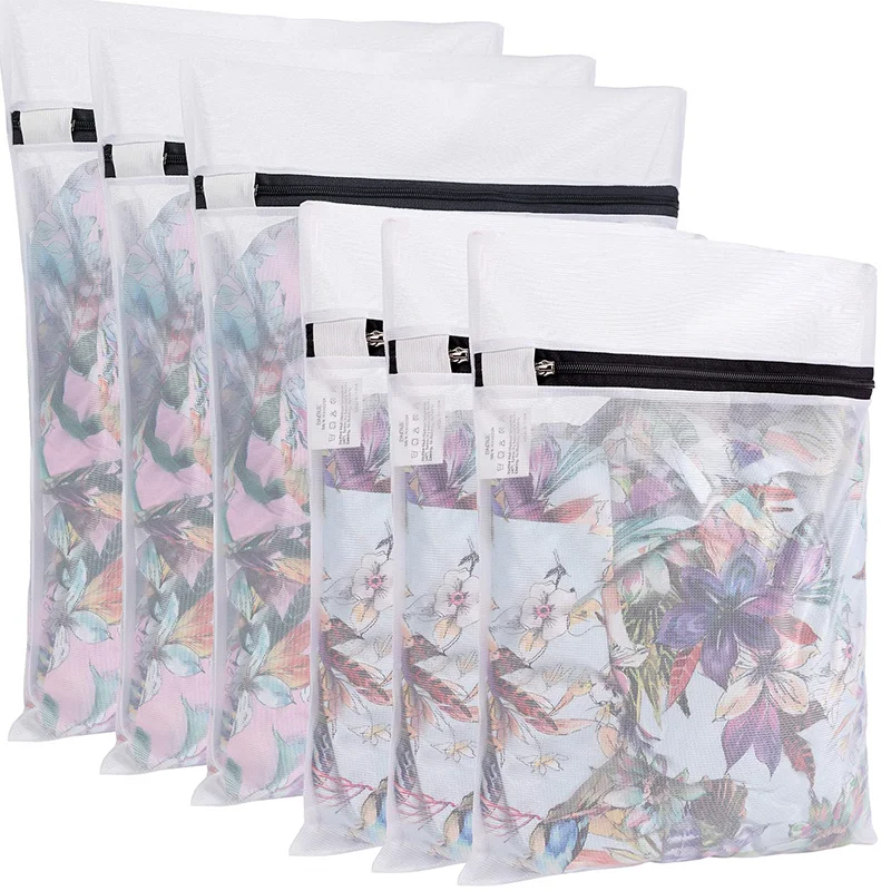 Wholesale Eco-friendly Heavy-Duty Reusable Polyester Net Mesh Laundry Wash Bag Custom Colors Custom Logo Hotel Travel Clothes