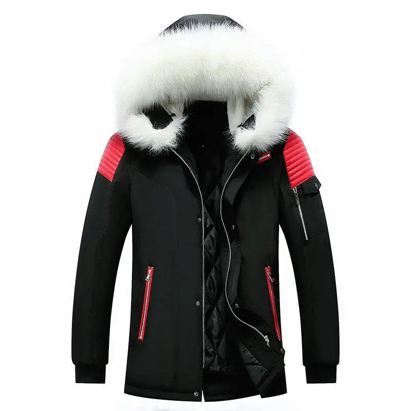 Wholesale Outdoor Warm Utility Bubble Coat Clothes Custom Winter Fur Detachable Collar Hood Puffer Jacket for Men