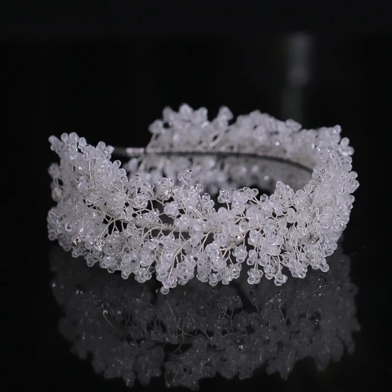 SLBRIDAL Handmade Ins Luxury Alloy Multi Crystals Rhinestones Bridal Tiara Headband Wedding Party Crown Women Queen Hair Jewelry