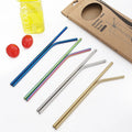 18/8  Straight Bent Reusable Stainless Steel Straw Set 8.5 Inch Drinking Metal Straw