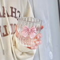 350ml Reusable Clear Glass Mug Tumbler Pink Cute Design Dishwasher Microwave Safe for Back School-QiAOQi glassware Model