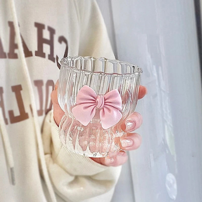 350ml Reusable Clear Glass Mug Tumbler Pink Cute Design Dishwasher Microwave Safe for Back School-QiAOQi glassware Model