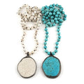 Fashion Bohemian Jewelry Accessory 8mm Turquoise Natural Stone With Precious Irregular Stone Pendant Necklaces for Festival Gift