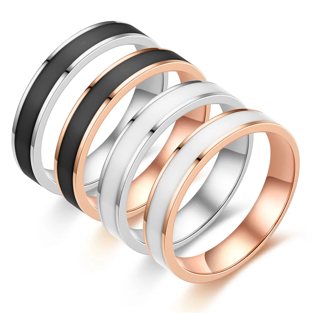 2022 Women's Titanium Steel 4mm Rotating Ring Gold Silver Display Fashionable Stainless Steel for Engagement Party Anniversary