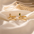 Novirassine 18K Gold Plated Stainless Steel Snake Bypass Ring Set Gemstone Pavé CZ Band Jewelry Boho Dainty Mystical for Women MegaBDM