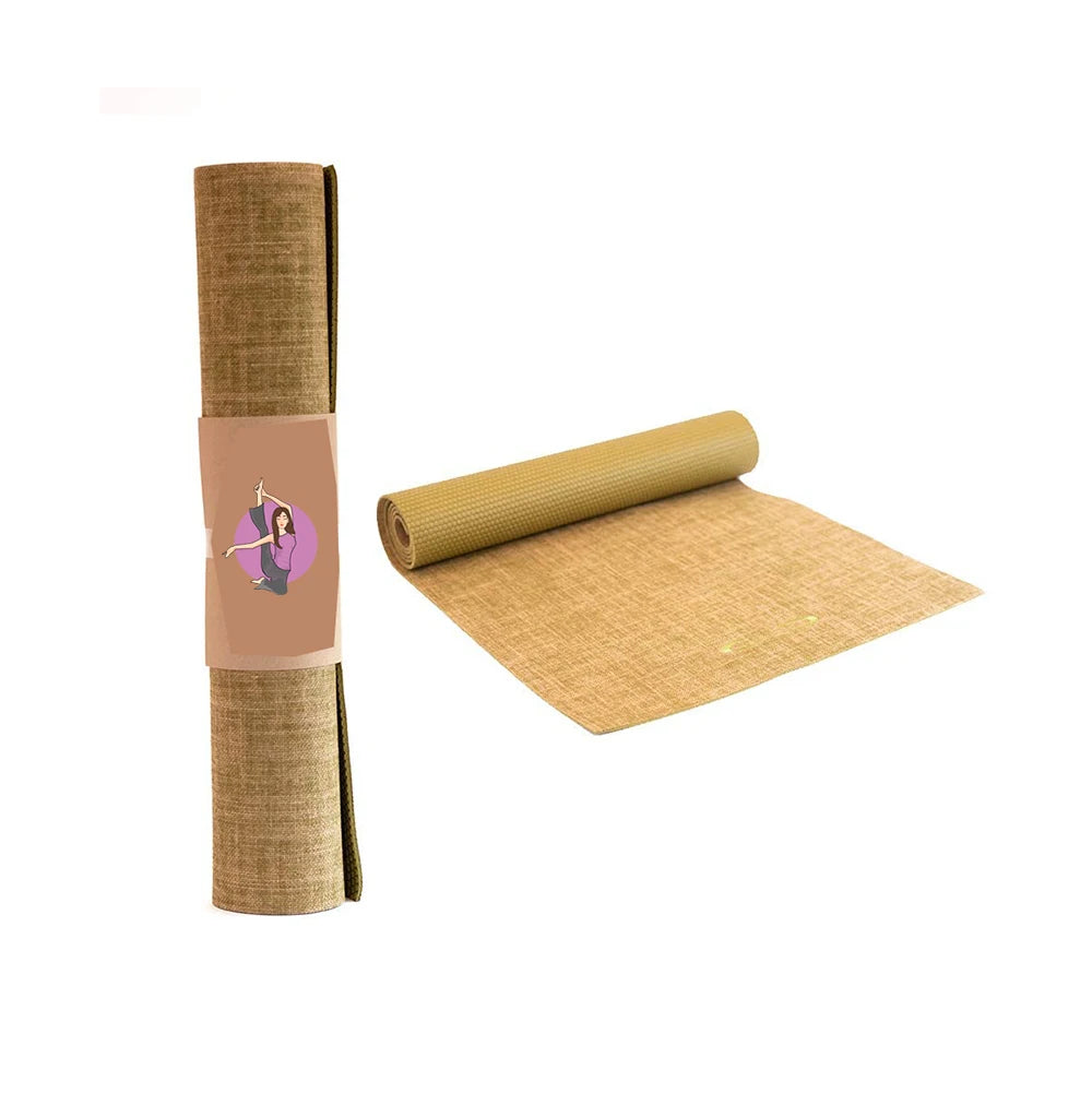 Custom Label Jute Pvc Natural Rubber Flax Cotton Linen Yoga Mat Manufacturer
