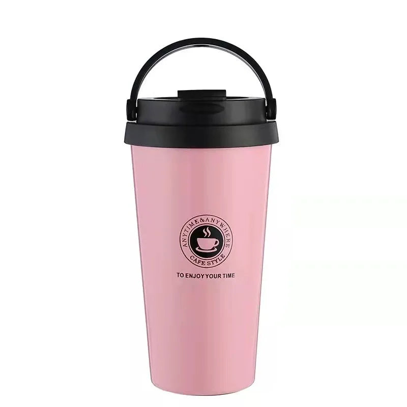 FX Factory 500ml Pink Stainless Steel Coffee Mug Thermos Tumbler Hot Sale Car Used Climbing Drinking Bottle Custom Logo Printing