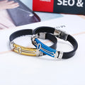 Personalized DIY Engraving - European and American Silicone Cross Charm Men's Bracelet Wristband Wristlet