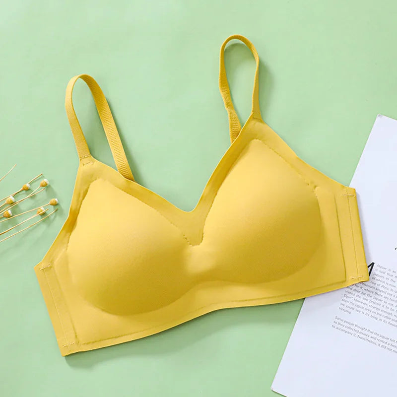 Traceless Soft Underwear for Women Without Steel Rings Plus Size Seamless Solid Color Bra