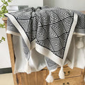Amity Summer Black and White Striped Knitted Polyester Blanket Nordic Ins Minimalist Sofa Blanket Throw Blankets for Home Decor