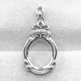 Sterling Silver 13*15mm Semi Mount Pendant Empty Frame Blank Support Setting S925 Base Holder Without Center Stone for DIY Inlay