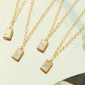 Wholesale Dainty Shell Pvd 18k Gold Plated Plain square Pendant Stainless Steel Boy Girl Necklace