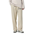 New Winter Custom Logo Women Sweatpants 325gsm One-piece Fleece Men Pants Unisex Wide Leg Sweatpants