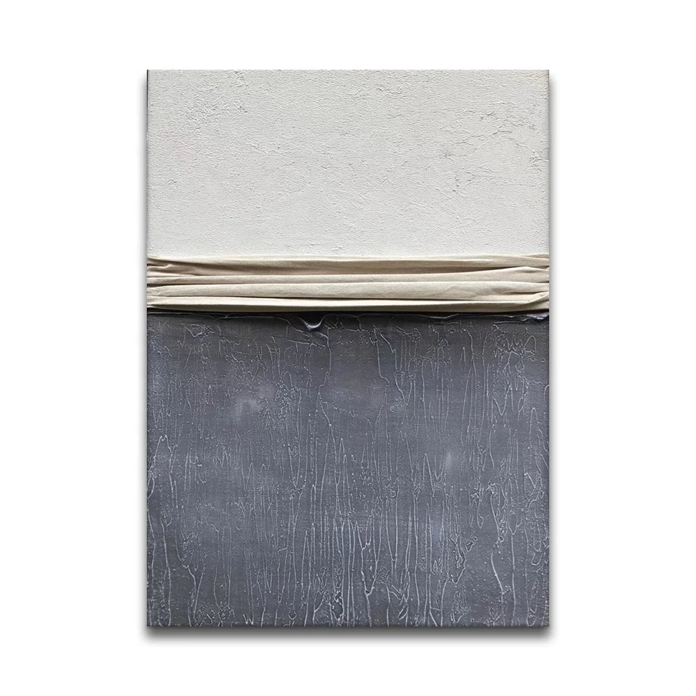 Abstract Gray White Handmade With Stretched Custom Painting Contemporary Canvas Wall Art Oil Artwork for Hotel Decor Home