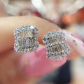 CAOSHI Hot Sale 925 Silver Plated Top Quality Sparkling Clear Round&Emerald Cut Cubic Zirconia Women Daily Wear Stud Earrings
