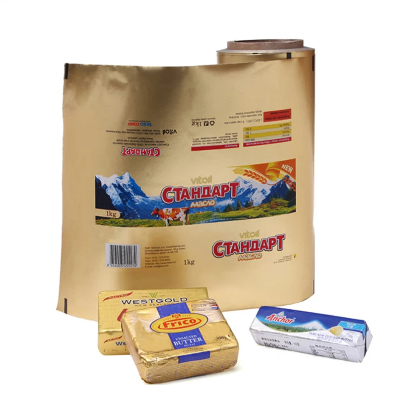 Butter Printed Gold Foil Wrap Aluminum Foil Packaging Paper Roll for Food Use Egg Chocolate Wrapping