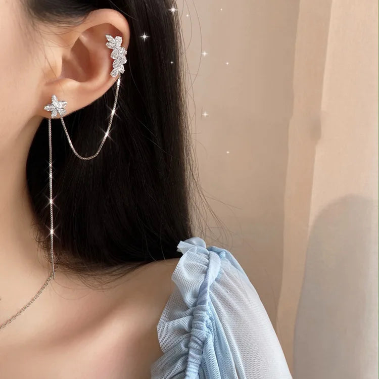 2025 Crystal Fashion Quality Rhinestone Drop Earrings Zircon Silver Drop Long Earrings