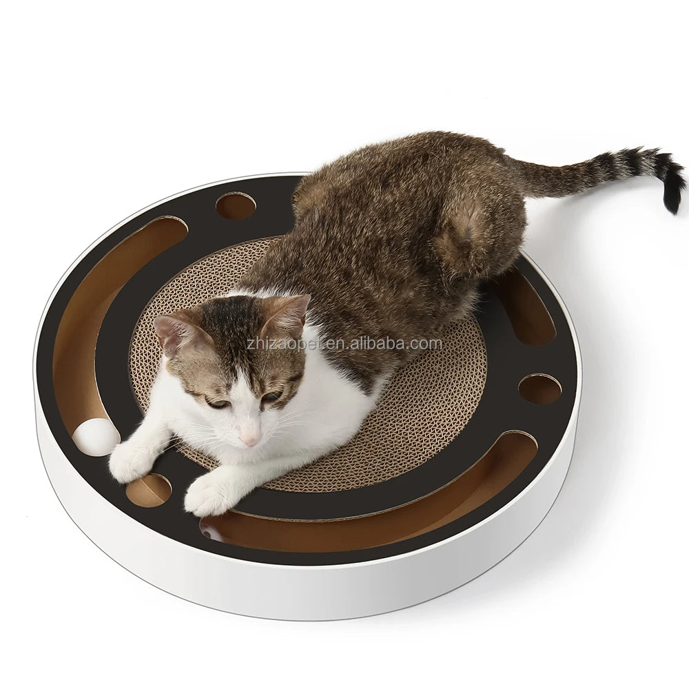 New Arrival ZhiZao Eco-Friendly Cat Scratch Scratcher Board Modern Classic Design Bell Printed Paper Durable B/C Flute Carton