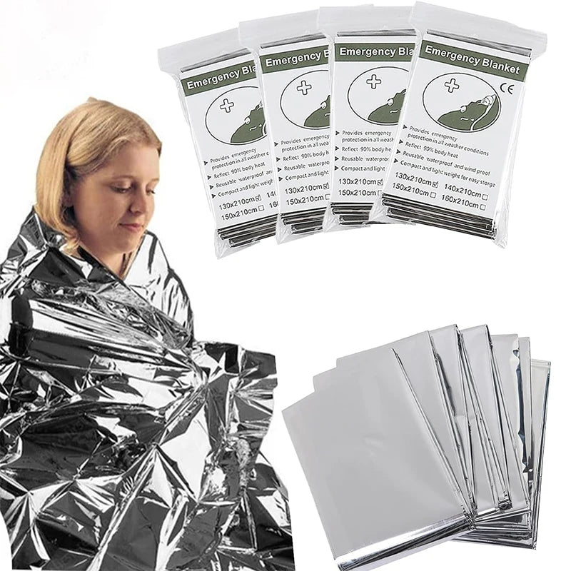 Silver Aluminum Foil Emergency Blanket for Outdoor Survival