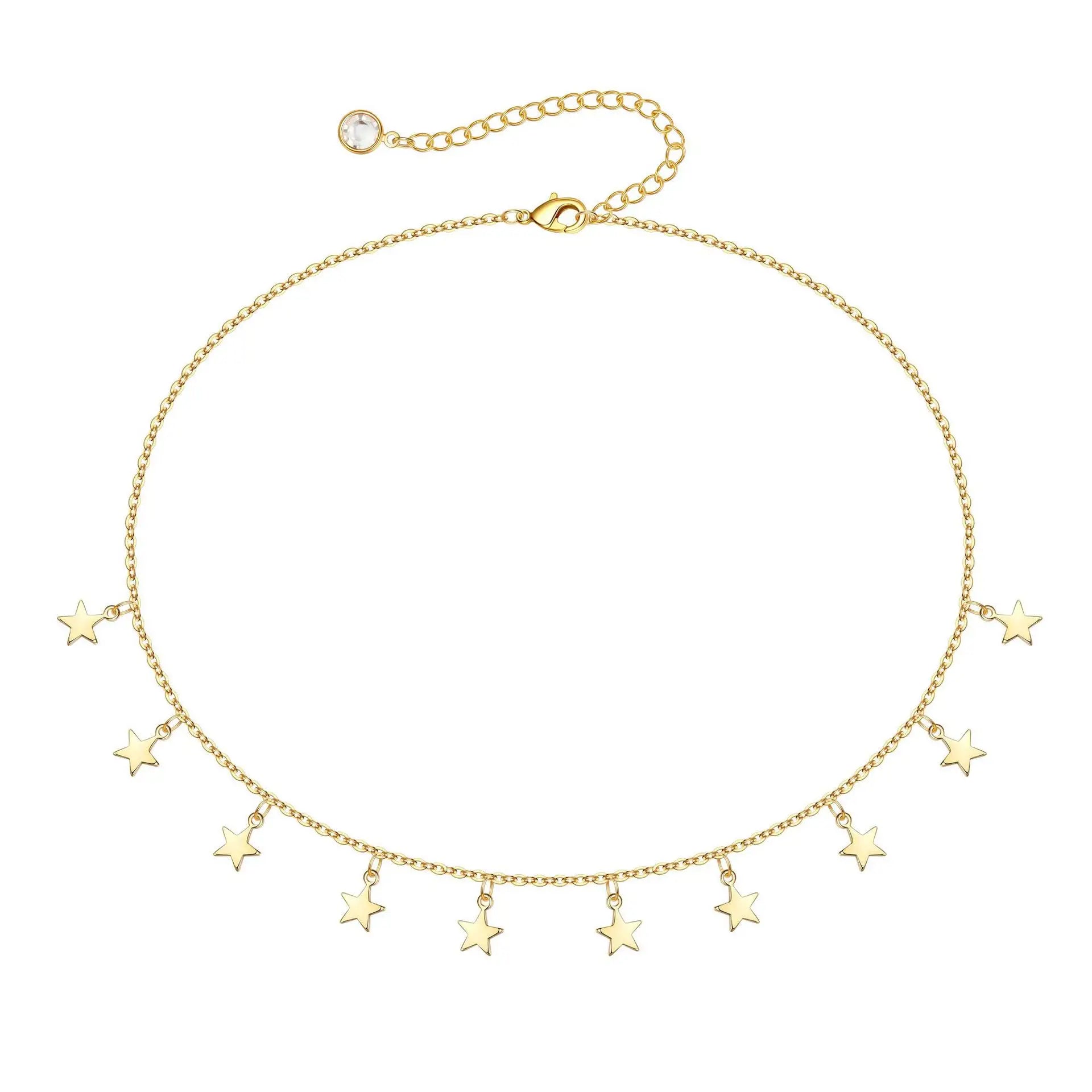 Stylish Chic Refined Fashion Design Stainless Steel Star Chain18K Gold Plated Full Star Pendant Necklace Women Gift