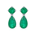 Customized Party Jewellery 925 Sterling Silver Fusion Emerald Stone Tear Drop Earrings Jewelry Women