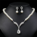 Wholesale Korean Statement Luxury Beaded Pearl Necklace Earring Set Women   Fashion Bridal Dress Accessories