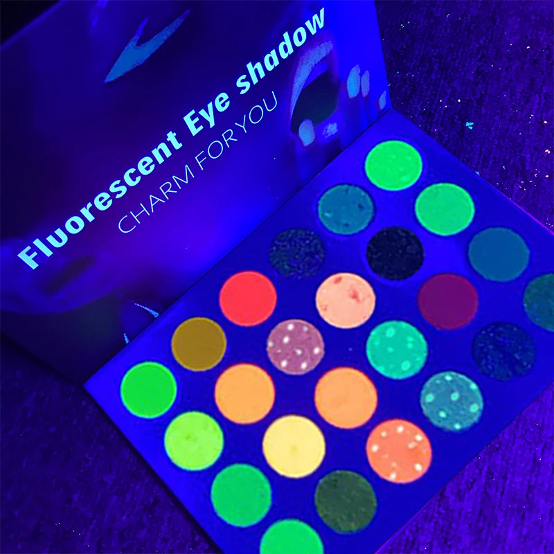 Neon 24 Color Sequins Shimmer High-Pigmented Fluorescent Waterproof Eyeshadow Powder Palette