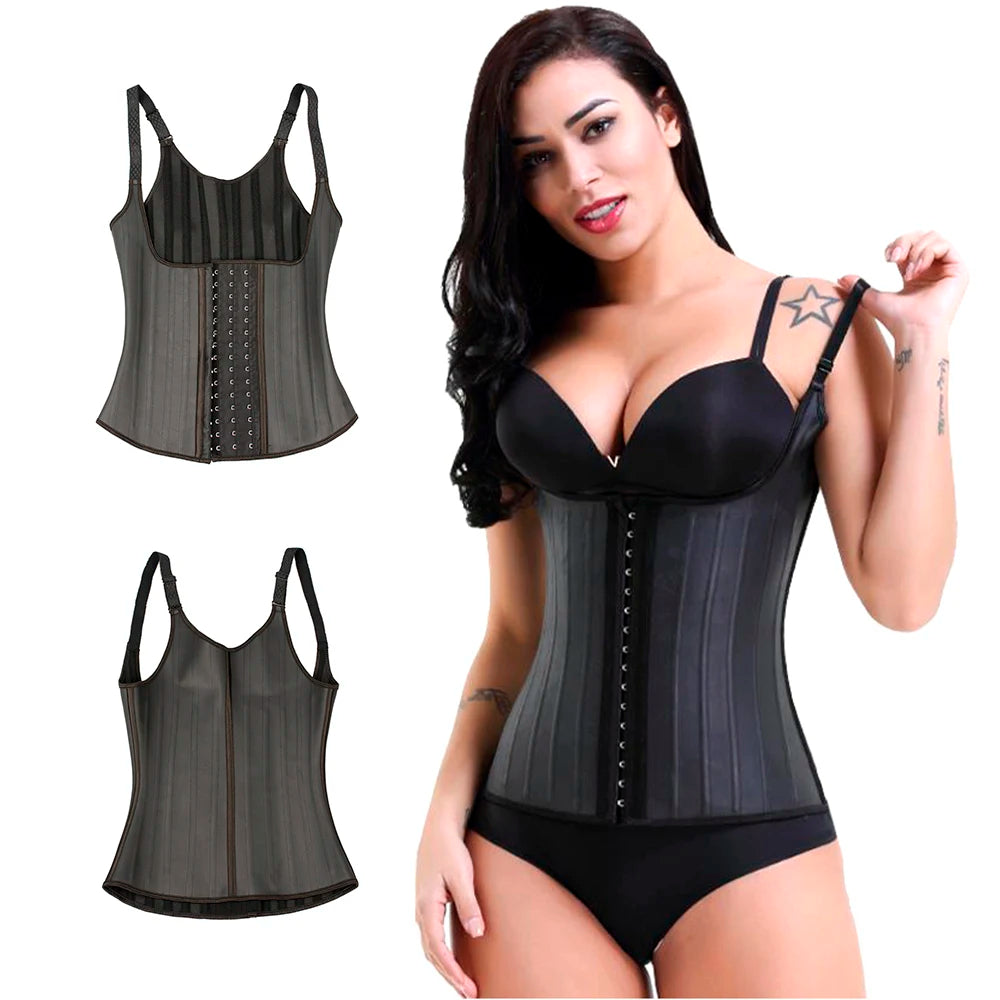 Best Selling Women's Steel Boning Waist Trimmer Corset Vest 25 with 3 Hooks Fat Burning Bustier Outfit Shaper Top 1 Piece MOQ