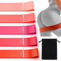 Custom Logo 5-Piece TPE Pink Workout Stretch Booty Fitness Elastic Resistance Exercise Loop Bands Set